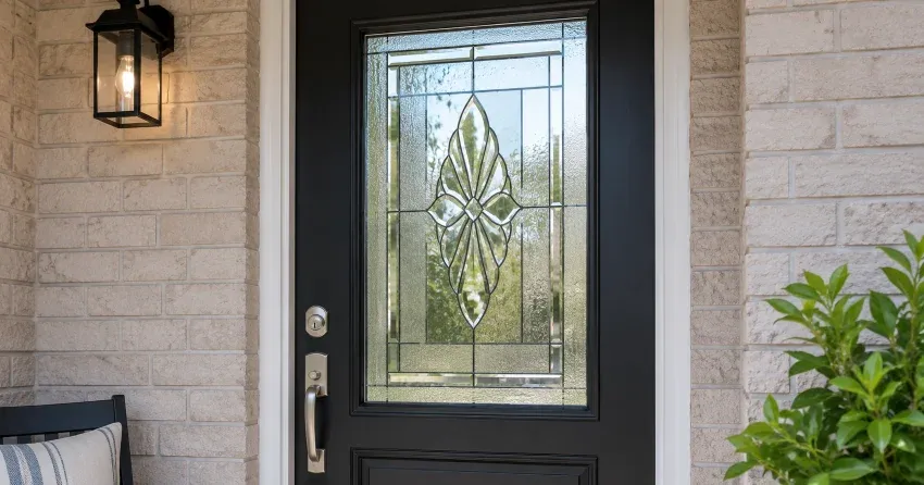 technician replacing a cracked decorative glass panel in Jane and Finch, North York