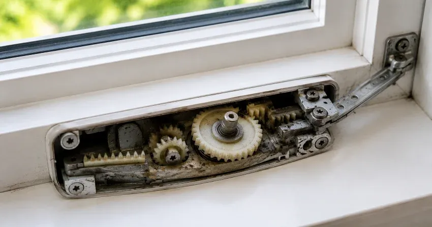 technician replacing casement window crank operator in Humbermede, North York home