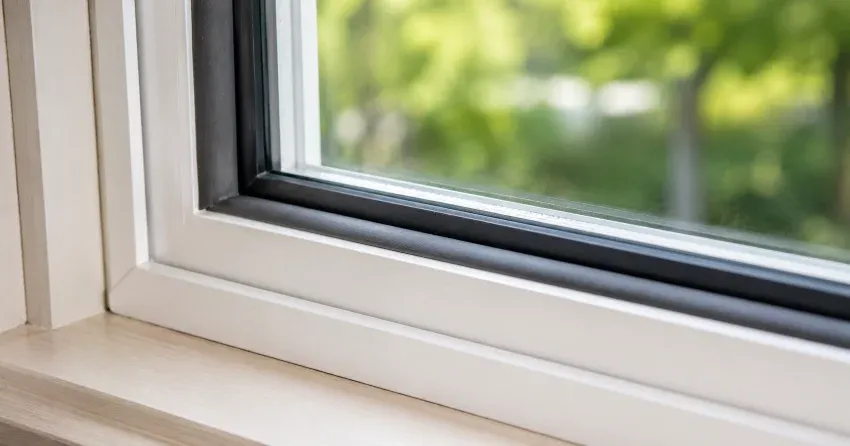technician inspecting window weatherstripping for drafty window repair Clanton Park, North York