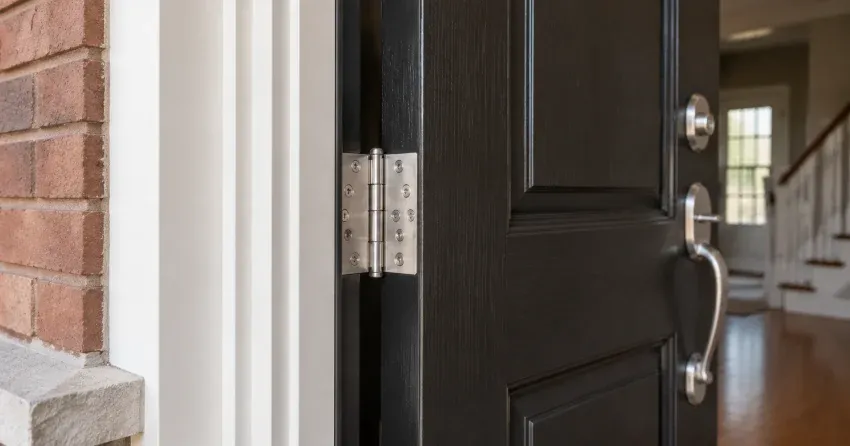 technician repairing a front door lock and frame in Glen Park, North York